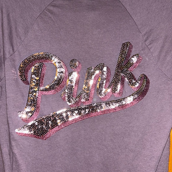 Victoria secret pink sequins vneck Tshirt top size xs extra small - Picture 3 of 4